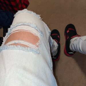 Black & Blue Ripped Jeans.